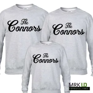 Personalised Family Name Matching Grey Sweaters (MRK X) mens dad clothes online