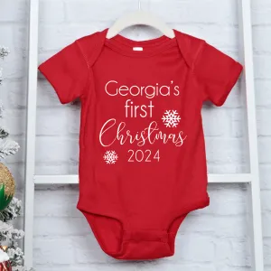 Personalised First Christmas 2024 Red Baby Vest cheap baby clothes online