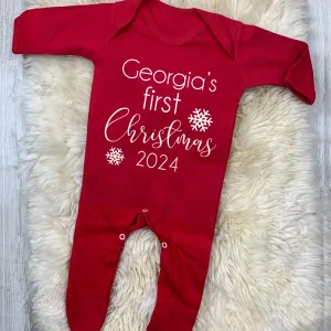 Personalised First Christmas 2024 Red Rompersuit cheap baby clothes online