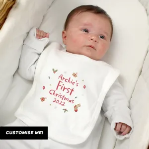 Personalised First Christmas Bib (MRK-iD) cheap baby clothes online