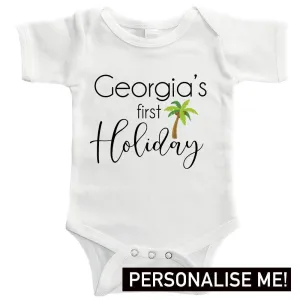 Personalised First Holiday Baby Vest (MRK X) cheap baby clothes online