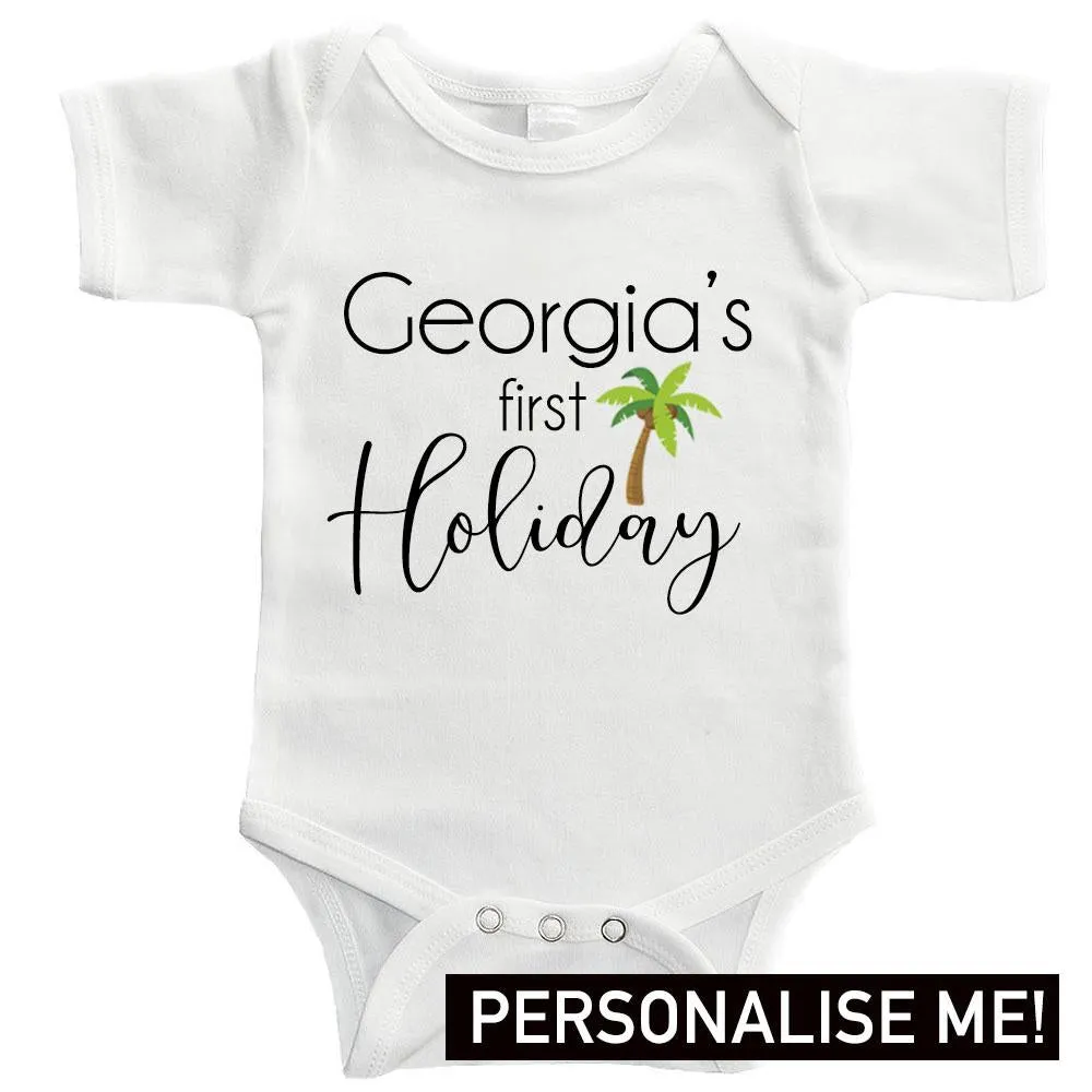 Personalised First Holiday Baby Vest (MRK X) cheap baby clothes online