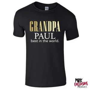 Personalised Grandpa Best In The World Black Tee (MRK X) mens dad clothes online
