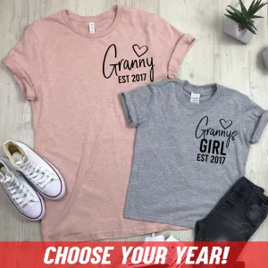 Personalised Granny & Girl Established Matching Tees (MRK X) maternity wear outlet