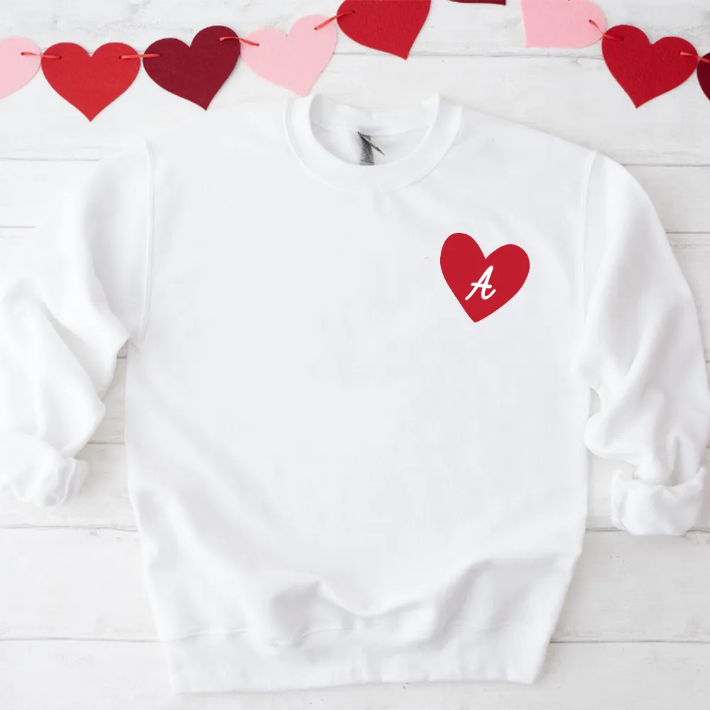 Personalised Heart Initial Kids Pocket Logo Sweatshirt girls skirts clearance