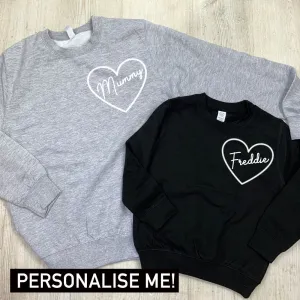 Personalised Heart Name Mum & Kid Matching Sweaters (MRK X) baby bump outfits discount