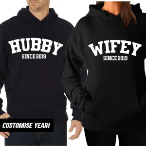 Personalised Hubby & Wifey Since Varsity Hoodies (MRK X) nursing bras sale