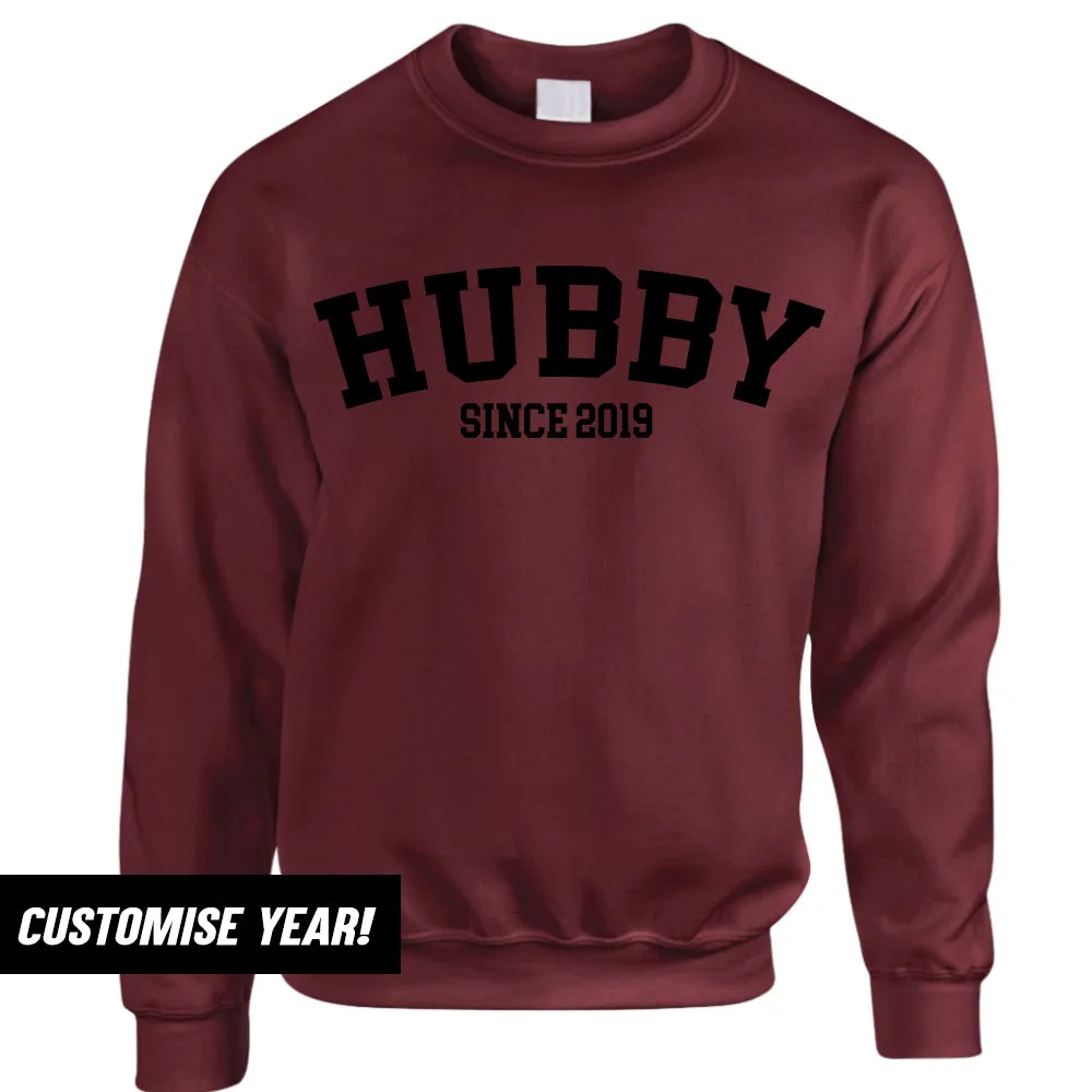 Personalised Hubby Since Varsity Sweatshirt (MRK X) mens dad clothes online
