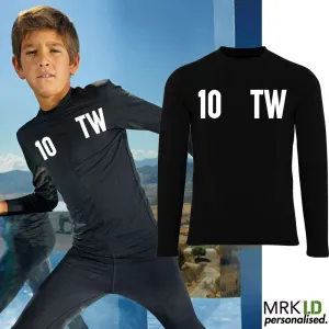 Personalised Initial & Number Baselayer LS Top (MRK X) boys apparel promo code