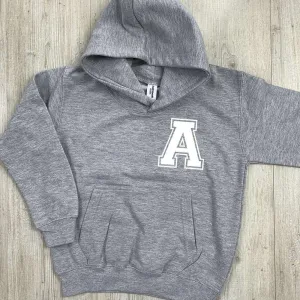 Personalised Initial Hoodie GREY - Choose Text Colour (MRK X) boys apparel promo code