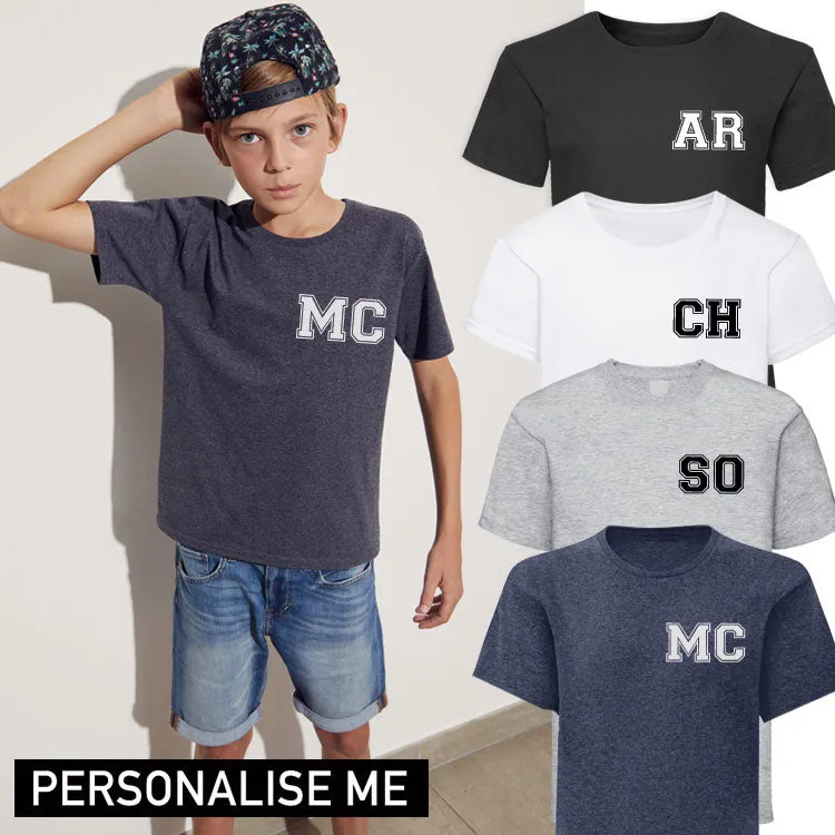 Personalised Initial Varsity Tee boys apparel promo code
