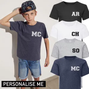 Personalised Initial Varsity Tee boys apparel promo code