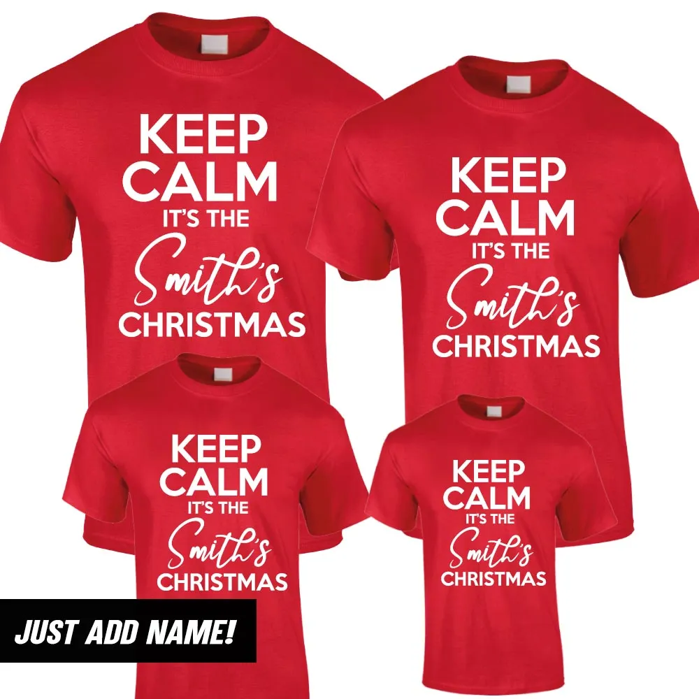 Personalised Keep Calm Family Name Christmas T-Shirts (MRK X) nursing bras sale