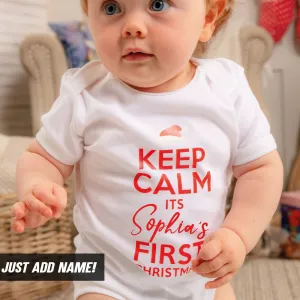 Personalised Keep Calm First Xmas Bodysuit (MRK X) cheap baby clothes online