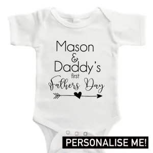 Personalised Kid & Daddy Fathers Day Baby Bodysuit cheap baby clothes online