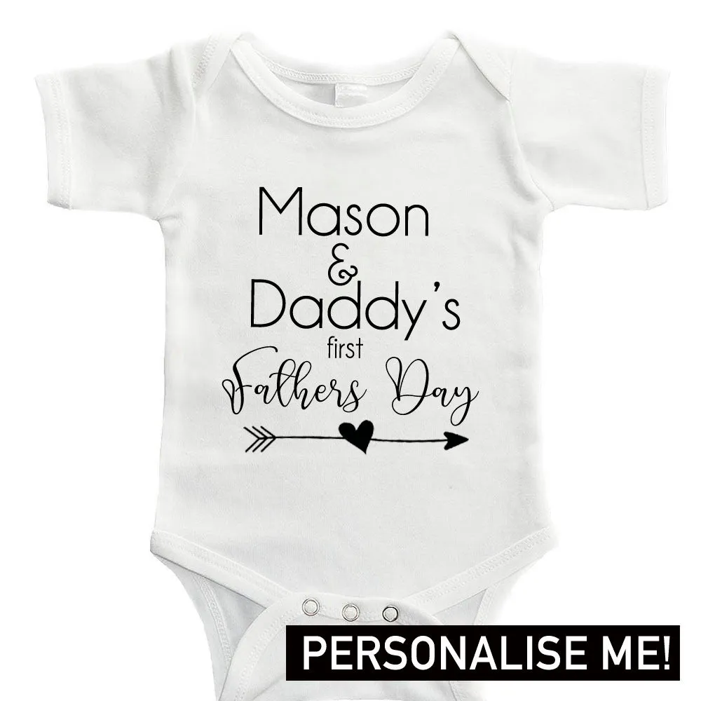 Personalised Kid & Daddy Fathers Day Baby Bodysuit cheap baby clothes online