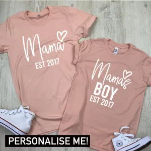 Personalised Mama & Boy Big Logo Established Matching Tees (MRK X) baby bump outfits discount