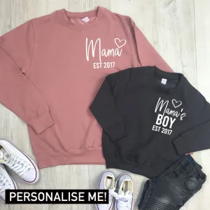 Personalised Mama & Boy Established Mum & Kid Matching Sweaters (MRK X) baby bump outfits discount