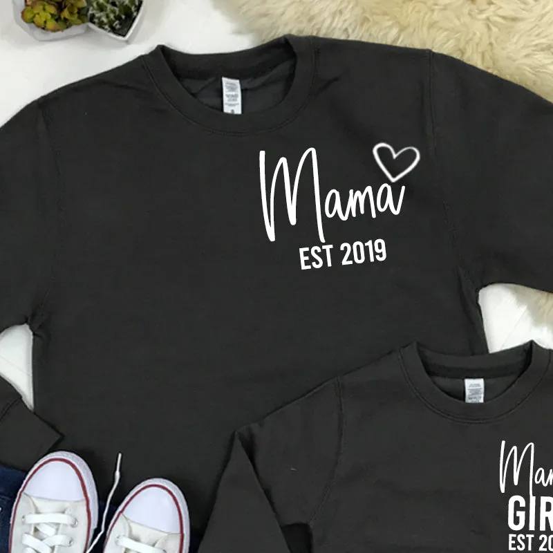 Personalised Mama & Boy Established Mum & Kid Matching Sweatshirts (MRK X)