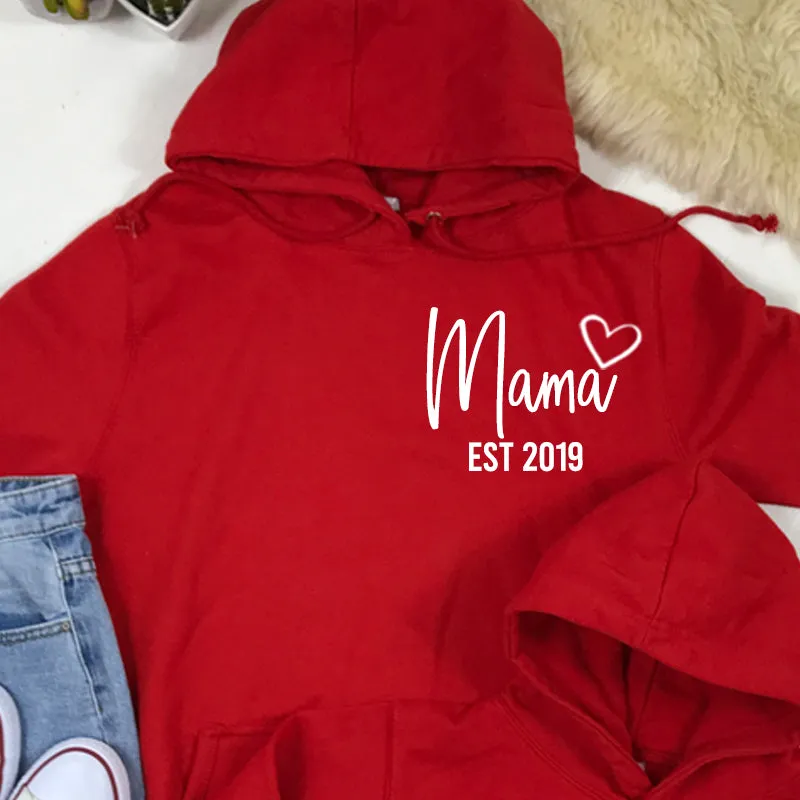 Personalised Mama & Boy Heart Established Matching Red Hoodies (MRK X)