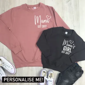 Personalised Mama & Girl Established Mum & Kid Matching Sweaters (MRK X) discount mum dresses