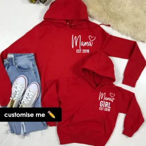 Personalised Mama & Girl Heart Established Matching Red Hoodies (MRK X) breastfeeding tops cheap