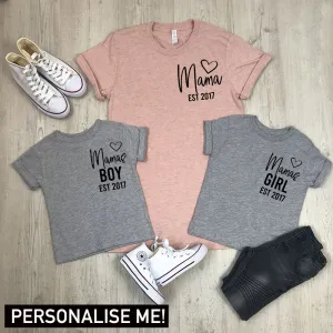 Personalised Mama / Girl / Boy Established Mum & Kid Matching Tees (MRK X) discount mum dresses