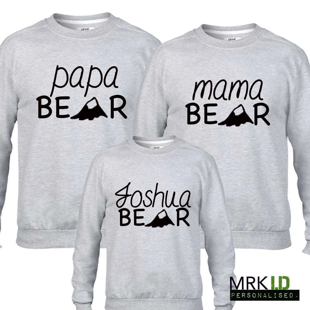 Personalised Matching Bear Family Light Grey Sweaters (MRK X) mens dad clothes online