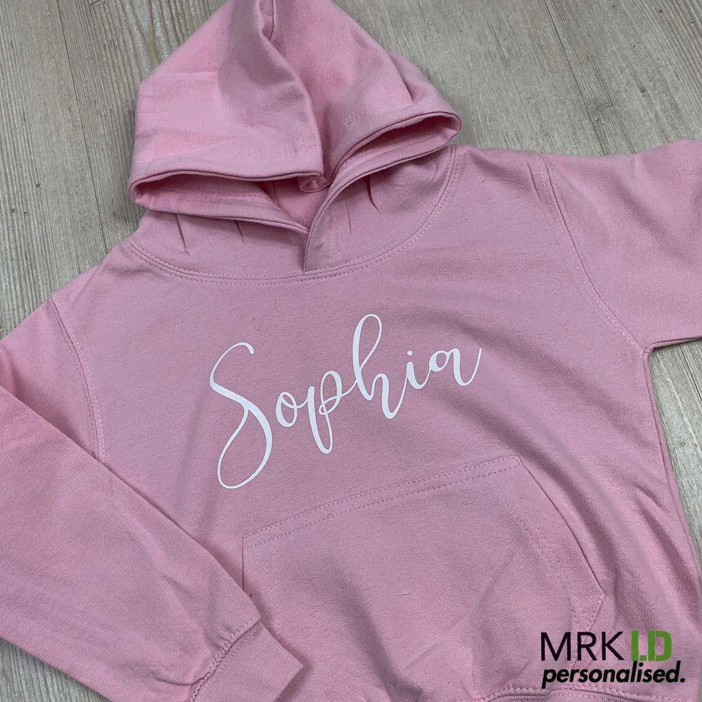 Personalised Mini Script Hoodies (MRK X) mum jeans promo