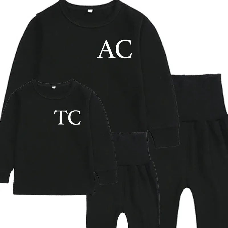Personalised Mum & Kid Matching Initial London Lounge Sets Black baby bump outfits discount