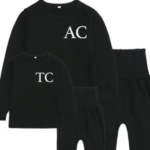 Personalised Mum & Kid Matching Initial London Lounge Sets Black baby bump outfits discount