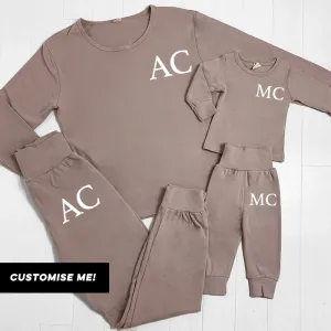 Personalised Mum & Kid Matching Initial London Lounge Sets Dusty Pink (MRK X) nursing tops best deals