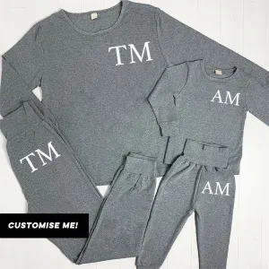 Personalised Mum & Kid Matching Initial London Lounge Sets Heather Grey (MRK X) baby bump outfits discount