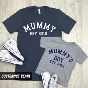 Personalised Mummy & Son Varsity Established Matching T-Shirts (MRK X) discount mum dresses