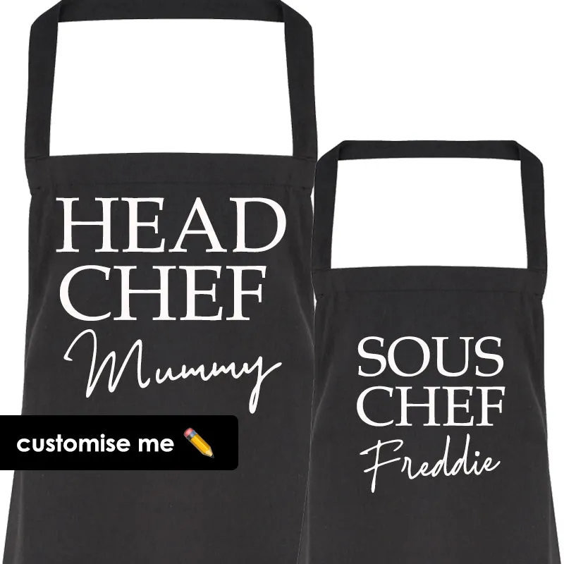 Personalised Mummy & Sous Chef Matching Aprons (MRK X) discount mum dresses