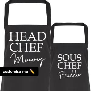 Personalised Mummy & Sous Chef Matching Aprons (MRK X) discount mum dresses