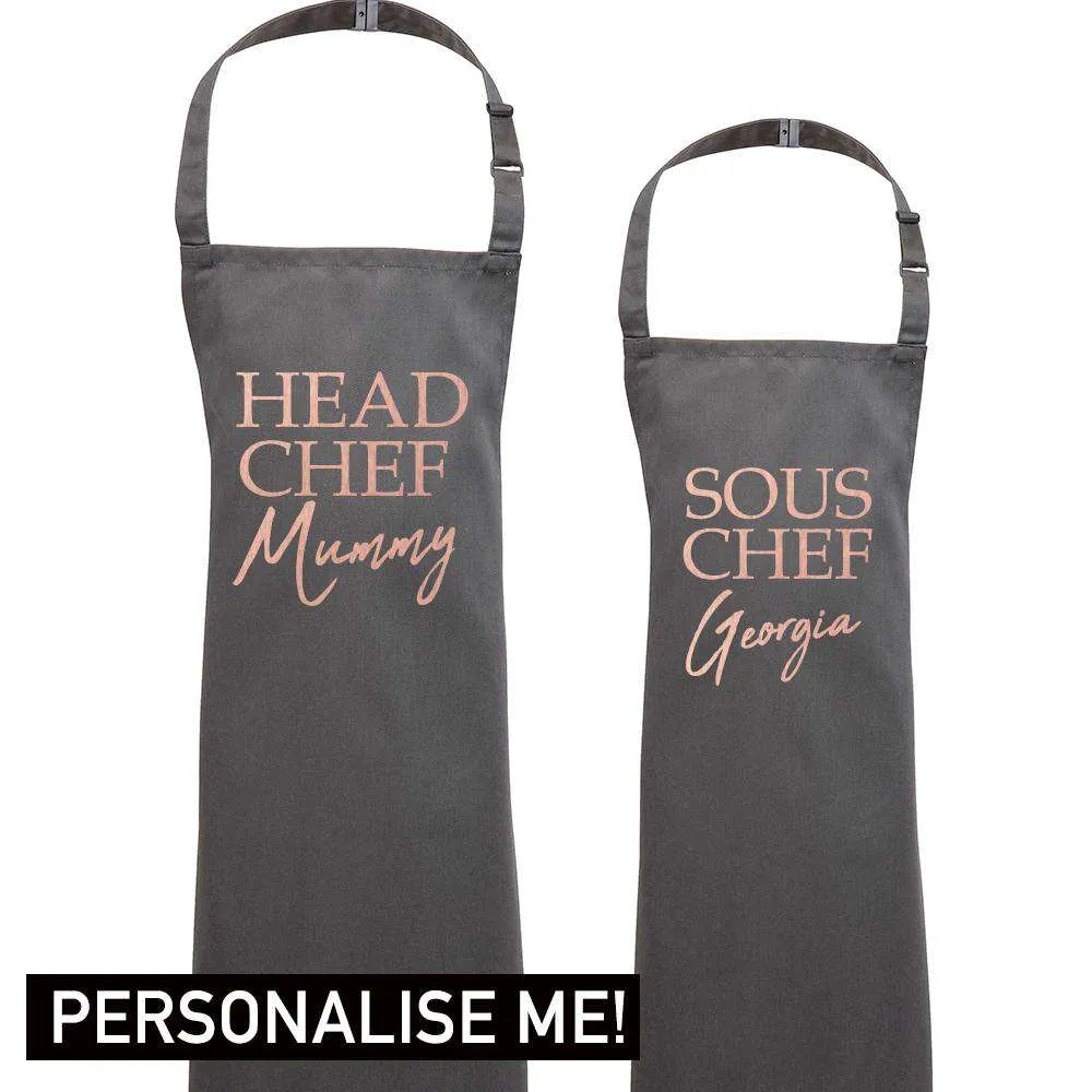 Personalised Mummy & Sous Chef Matching Aprons (MRK X)