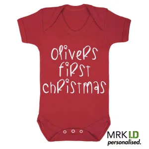 Personalised My First Christmas Red Bodysuit (MRK X) cheap baby clothes online