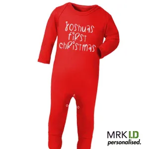 Personalised My First Christmas Red Long Rompersuit (MRK X) cheap baby clothes online