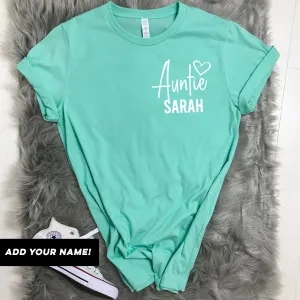 Personalised Name Auntie T-Shirts (MRK X) Auntie Clothing - trendy auntie clothes sale