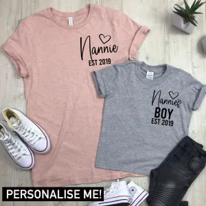 Personalised Nannie & Nannie's Boy Established Matching Tees (MRK X) maternity wear outlet