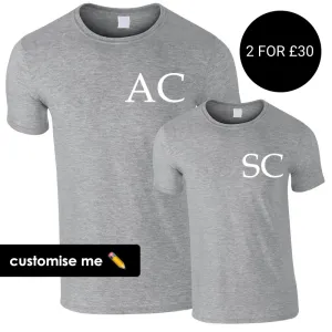 Personalised Oxford Initial Adult & Kid T-Shirts Heather Grey boys apparel promo code