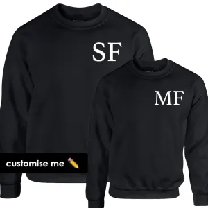 Personalised Oxford Initial Kid & Adult Black Sweatshirts (MRK X) dads clothes cheap