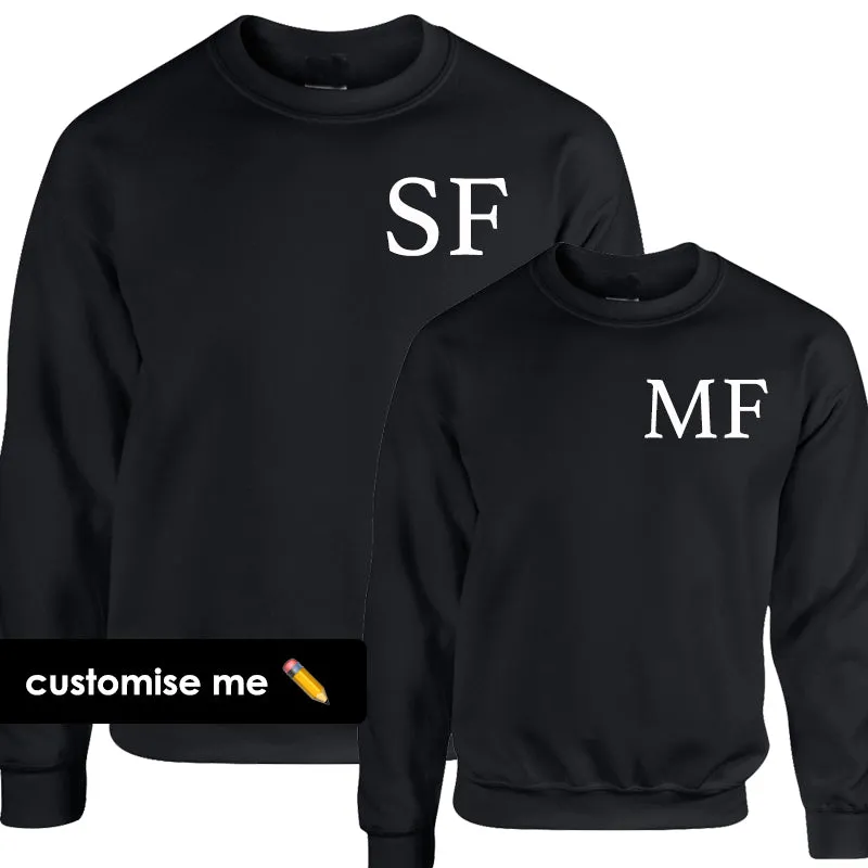 Personalised Oxford Initial Kid & Adult Black Sweatshirts (MRK X) dads clothes cheap