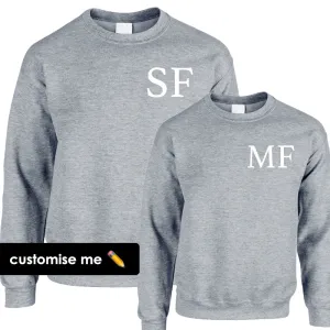 Personalised Oxford Initial Kid & Adult Heather Grey Sweatshirts (MRK X) dads clothes cheap