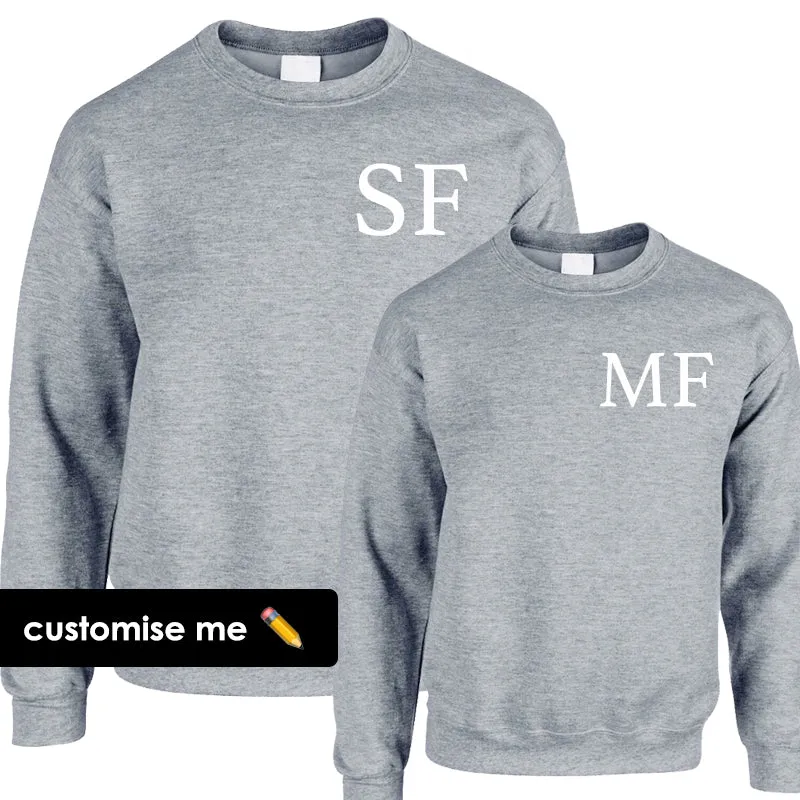 Personalised Oxford Initial Kid & Adult Heather Grey Sweatshirts (MRK X) dads clothes cheap