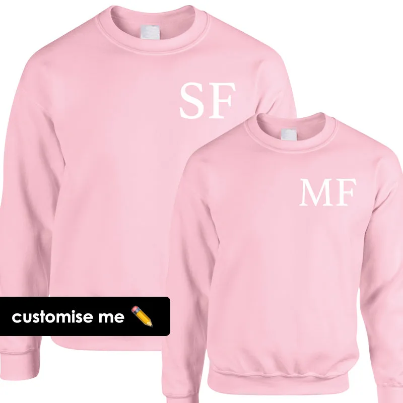 Personalised Oxford Initial Kid & Adult Light Pink Sweatshirts (MRK X) dads clothes cheap