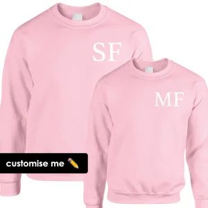 Personalised Oxford Initial Kid & Adult Light Pink Sweatshirts (MRK X) dads clothes cheap