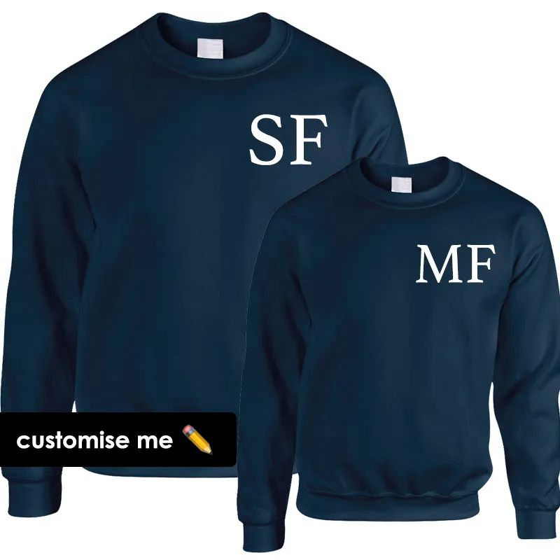 Personalised Oxford Initial Kid & Adult Navy Sweatshirts (MRK X) dads clothes cheap