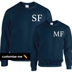 Personalised Oxford Initial Kid & Adult Navy Sweatshirts (MRK X) daddy outfits clearance